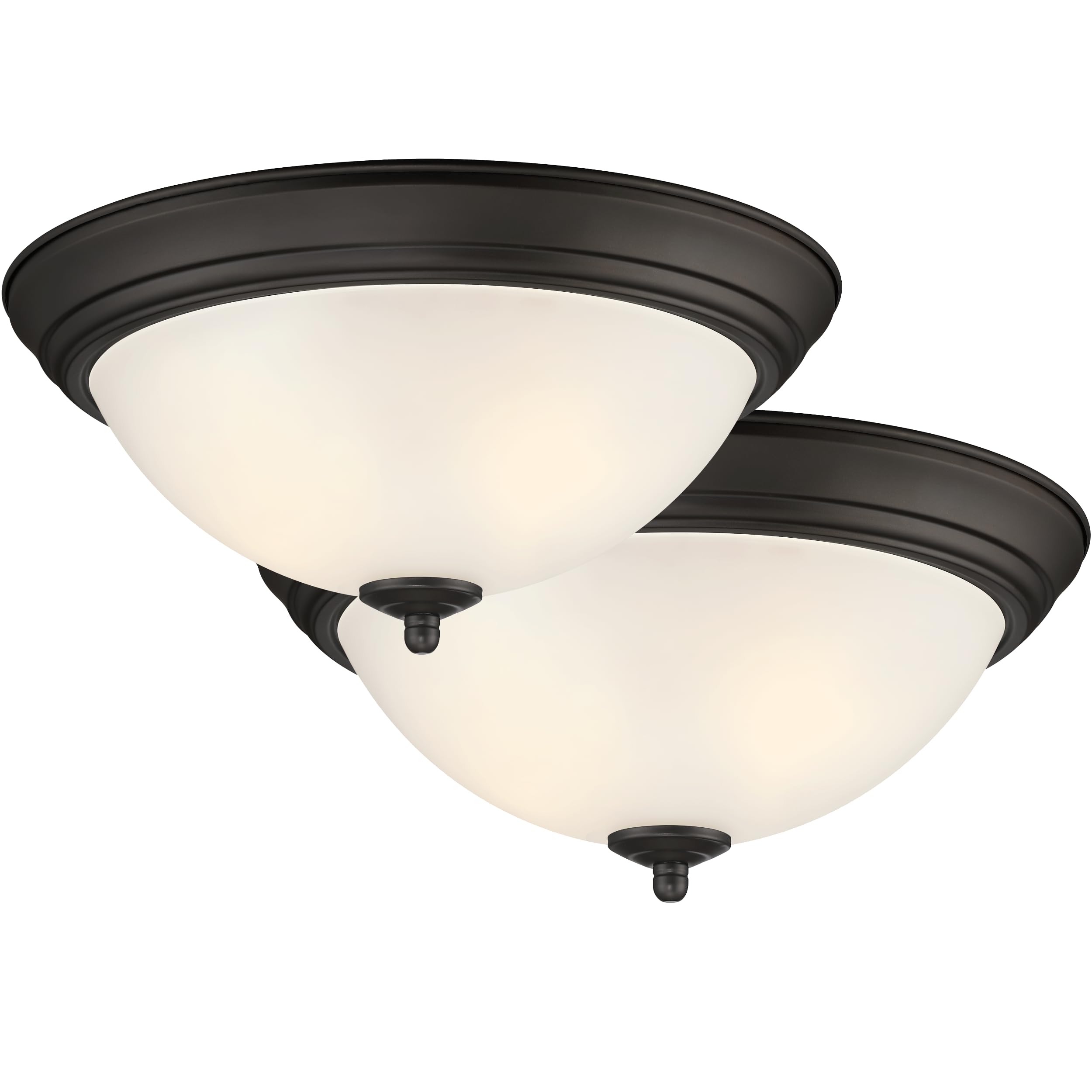 designers fountain flush mount ceiling light, 2-pack, 13 inch led frosted glass lighting fixture for kitchen, bedroom, bathroom, and hallway, oil rubbed bronze, d333m-13fm-orb2