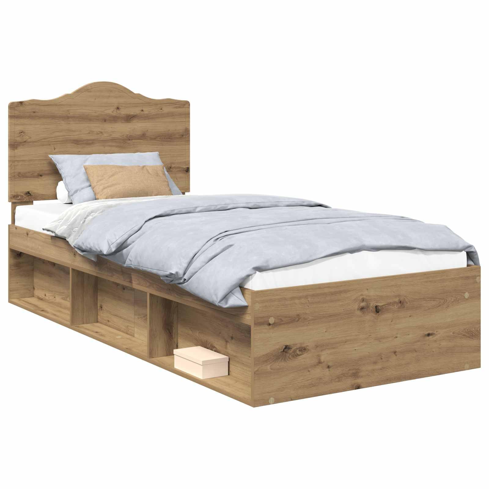 vidaXL Estructura de Cama con cabecera Roble Artisan 90 x 190 cm