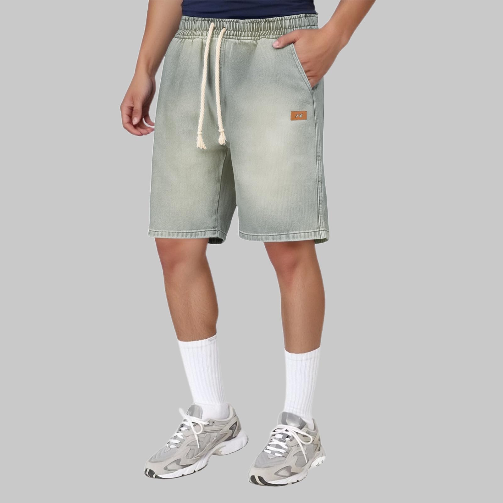 Jeans Shorts Herren Baggy Beach Shorts High Waist Kurze Hose Bequem Freizeithose Mit Taschen Low Waist Boyfriend Jeanshose Breites Bein Locker Schlupfjeans