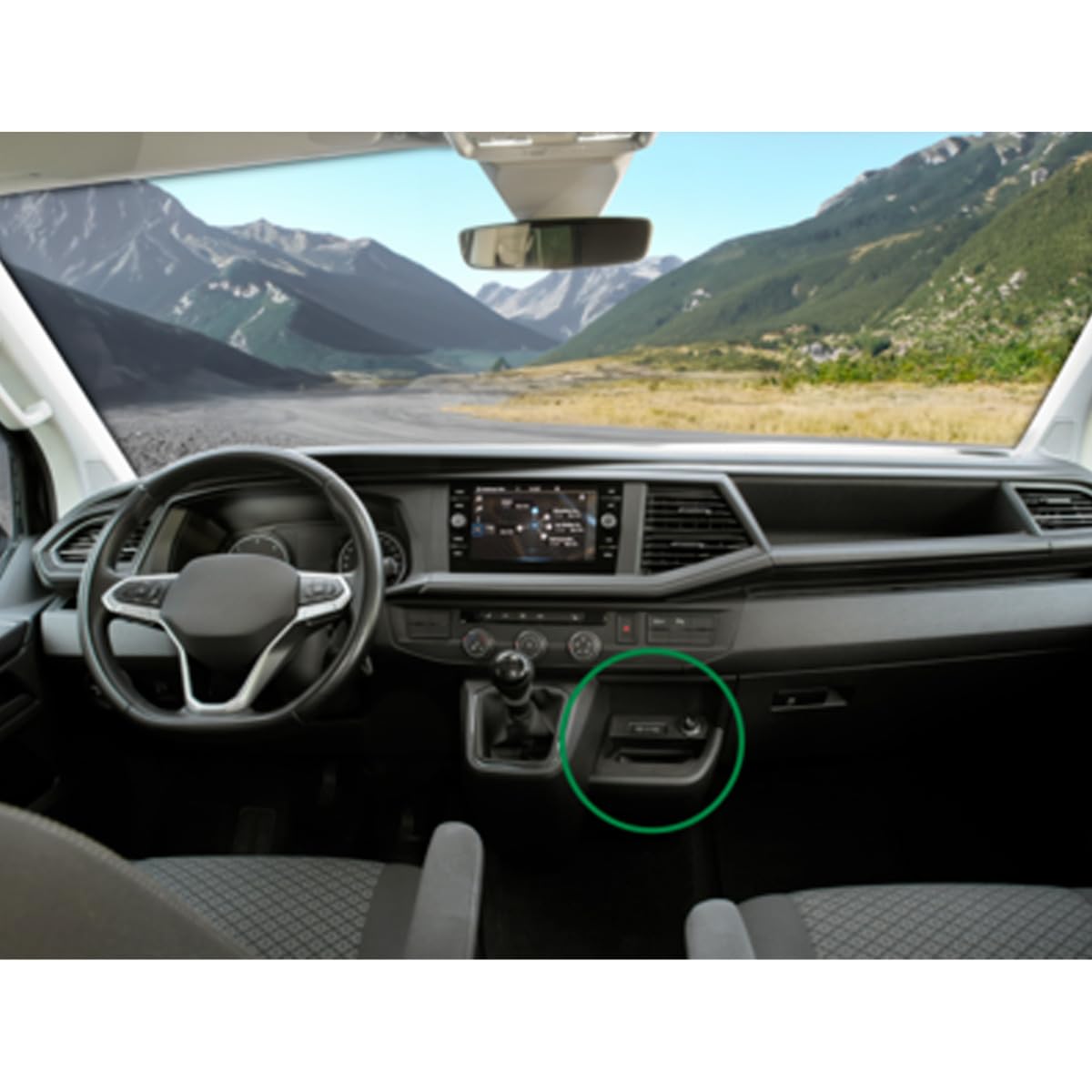 INBAY 15W Handyhalterung Auto Ablagefach Induktiv/Kabellos passend für VW T6.1 Caravelle, Multivan, California, Kastenwagen, Kombi (7HC) - Autohalterung Zubehör Innenraum - Qi