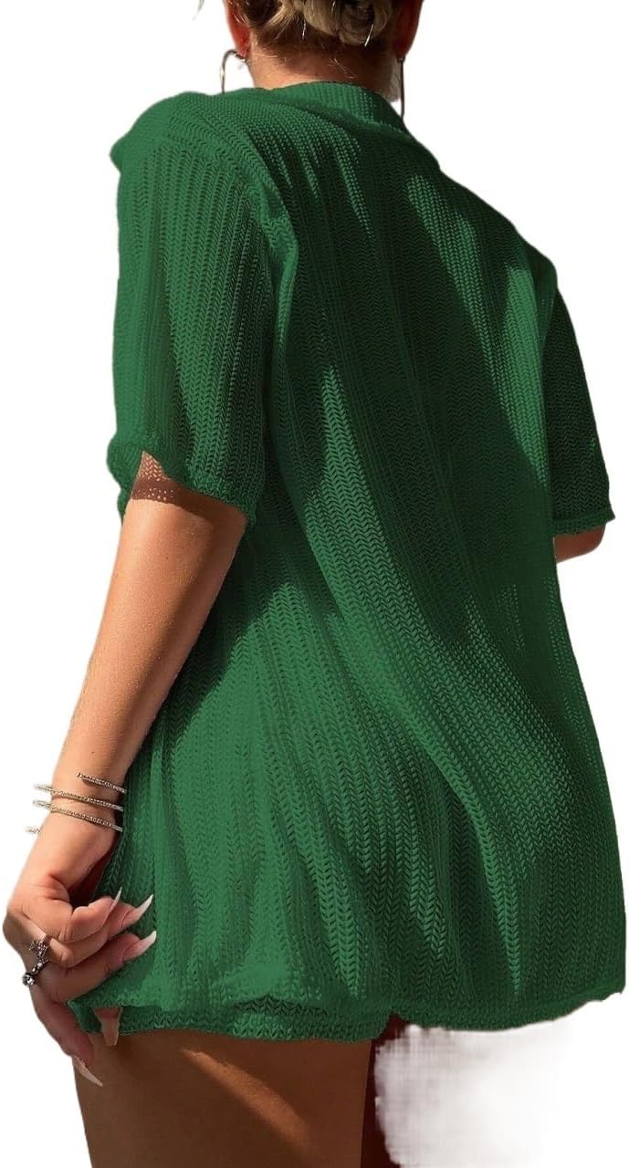 swimsuit coverup for women Beach Short Sleeve Blouse And Shorts Cover Up Set