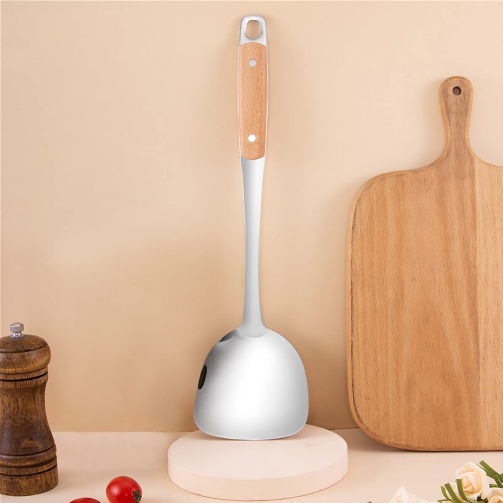 Espátula Espátulas de Acero Inoxidable Pala Engrosada con Mango de Madera Espátulas Cocina Cuchara Utensilios Antiadherente Hornear y Mezclar Espátula for cocinar