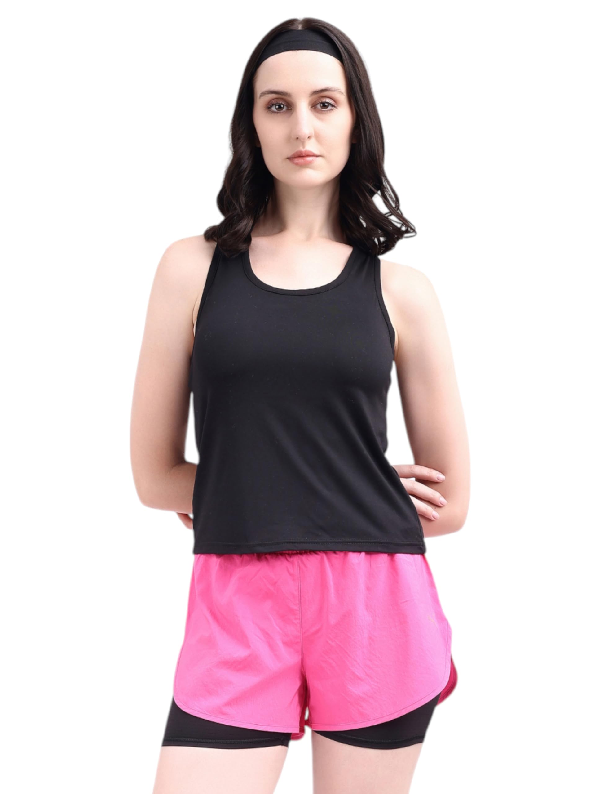 Ladies Padded Tank Top Camisole with Built-in Bra, Round Neck Racer Cut Back Ribbed Stretchable Slim Fit Innerwear-picture-15