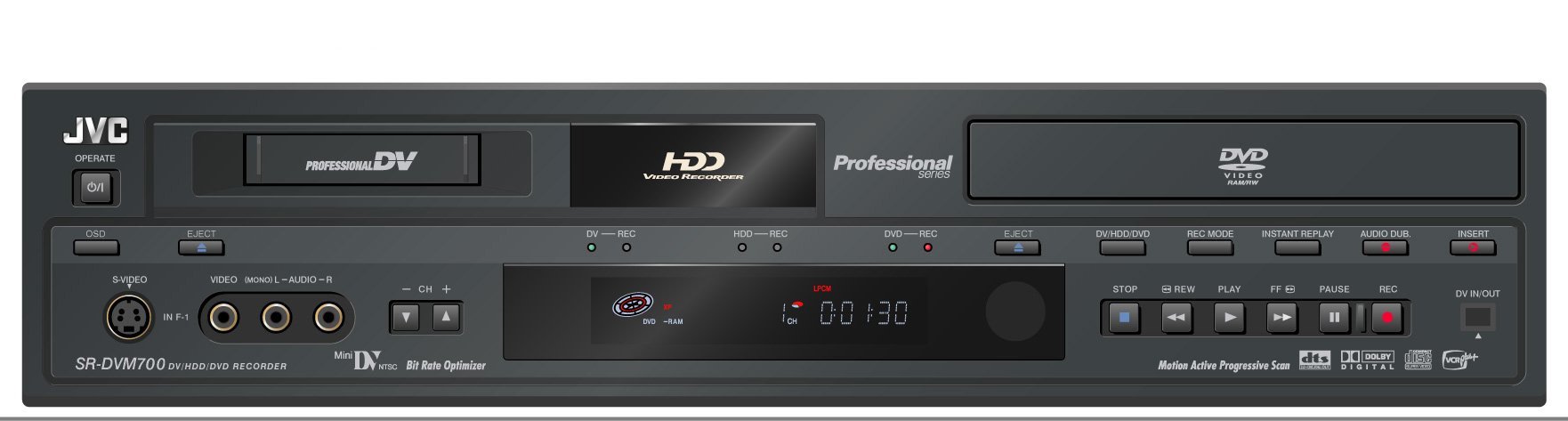 レコーダー JVC Professional SR-DVM700 JVC Combo VCR - MiniDV, Hard Disk Drive, and DVD Player