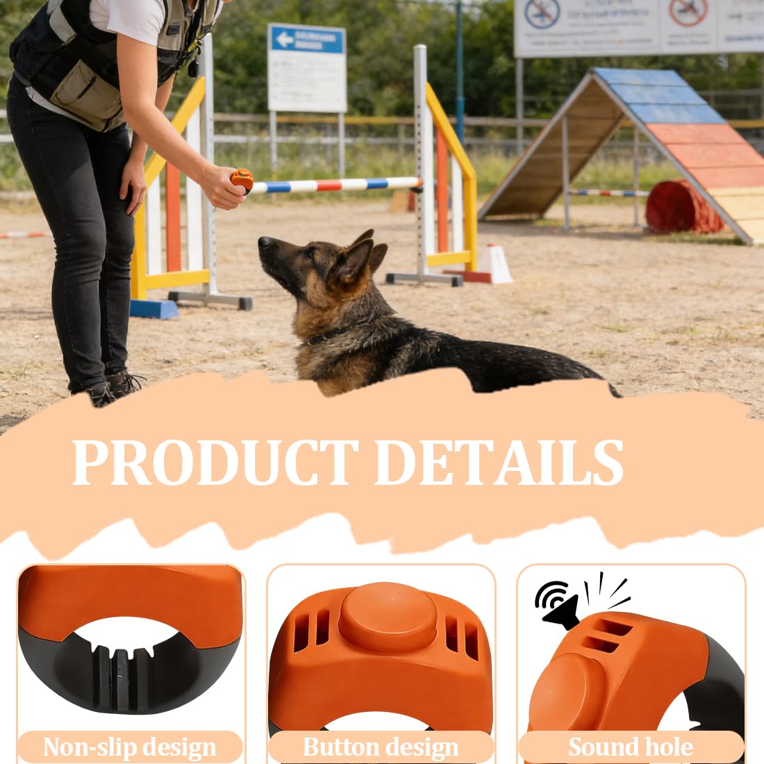 2 Clicker Chien Dressage (21mm) en orange et Gris, Clicker en Anneau pour Animaux de Compagnie Accessoire Pratique pour l’Entraînement Canin pour Chien Chat Cheval