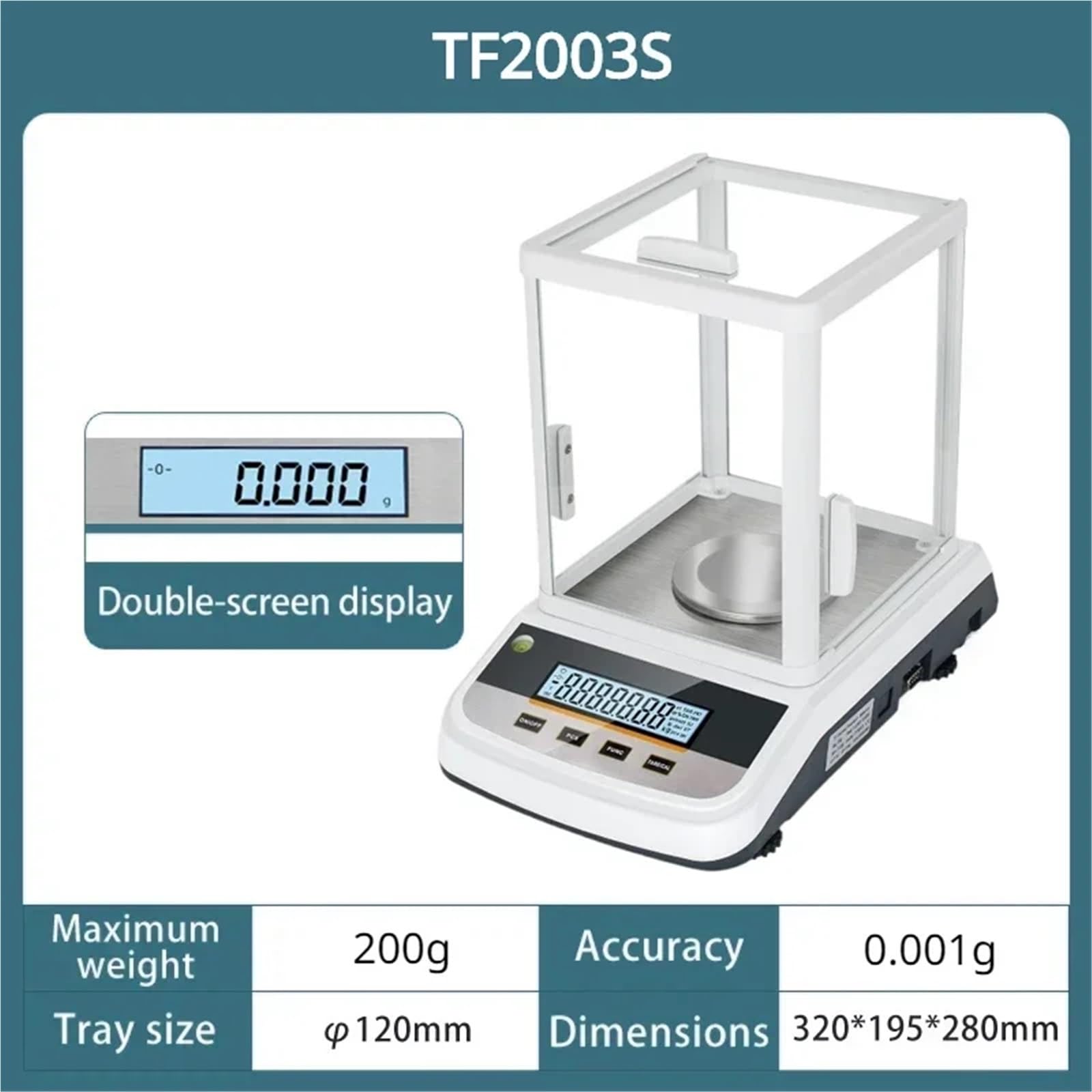 Bilancia digitale da laboratorio, bilancia analitica di precisione per laboratorio, bilancia di precisione con display a doppio schermo, bilancia digitale per gioielli, peso 200 g/300 g/500 g, 0,001 g