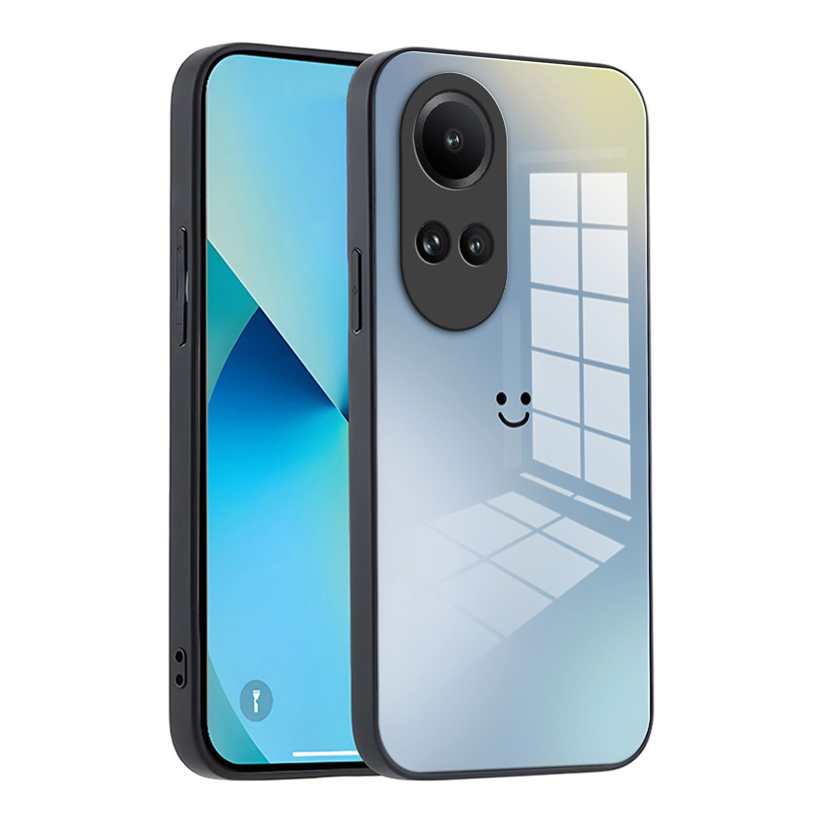 XINYEXIN Cover Per IPhone 12 In Vetro Temperato Con Effetto Gradiente, Custodia Antiurto Con Cornice In Morbido Silicone, Nero - 2