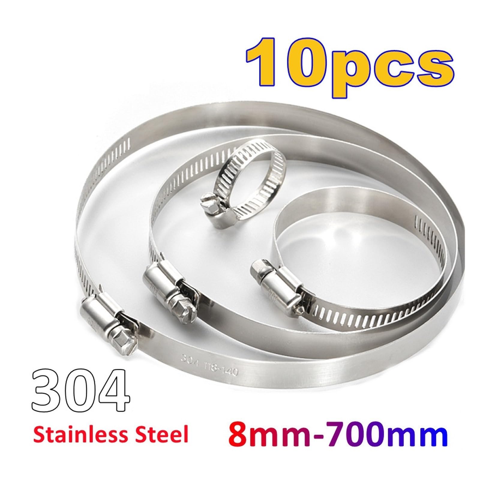 Opaski zaciskowe do węża 10 szt. Opaski do rur ze stali nierdzewnej 8mm-700mm(500-600mm)