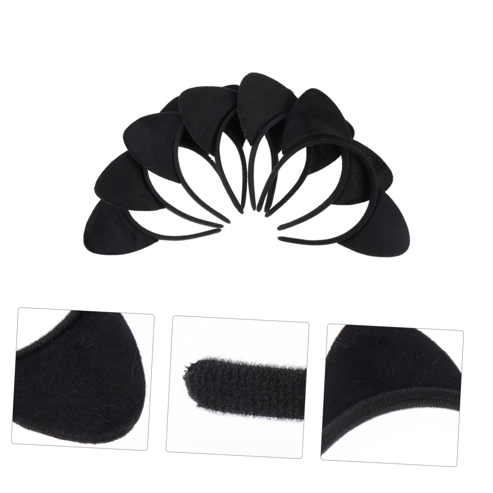 Baluue Lot De 5 Bandeaux À Oreilles De Chat -tête Décoratif Noir Pour Fille Confortable Et Élégant Pour Cosplay Et Fêtes 6 Pièces X 5