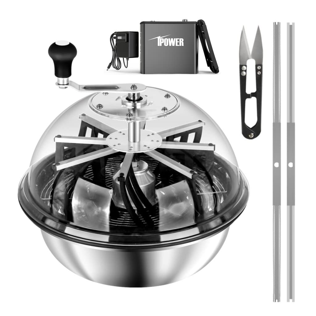 iPower19 inch Trimmer Leaf Bowl Machine Twisted Spin Cut Powered, Sharp Stainless Steel Blades and Clear Visibility Dome, 19"+Electric Spinner, for Hydroponic Plant Bud and Flower