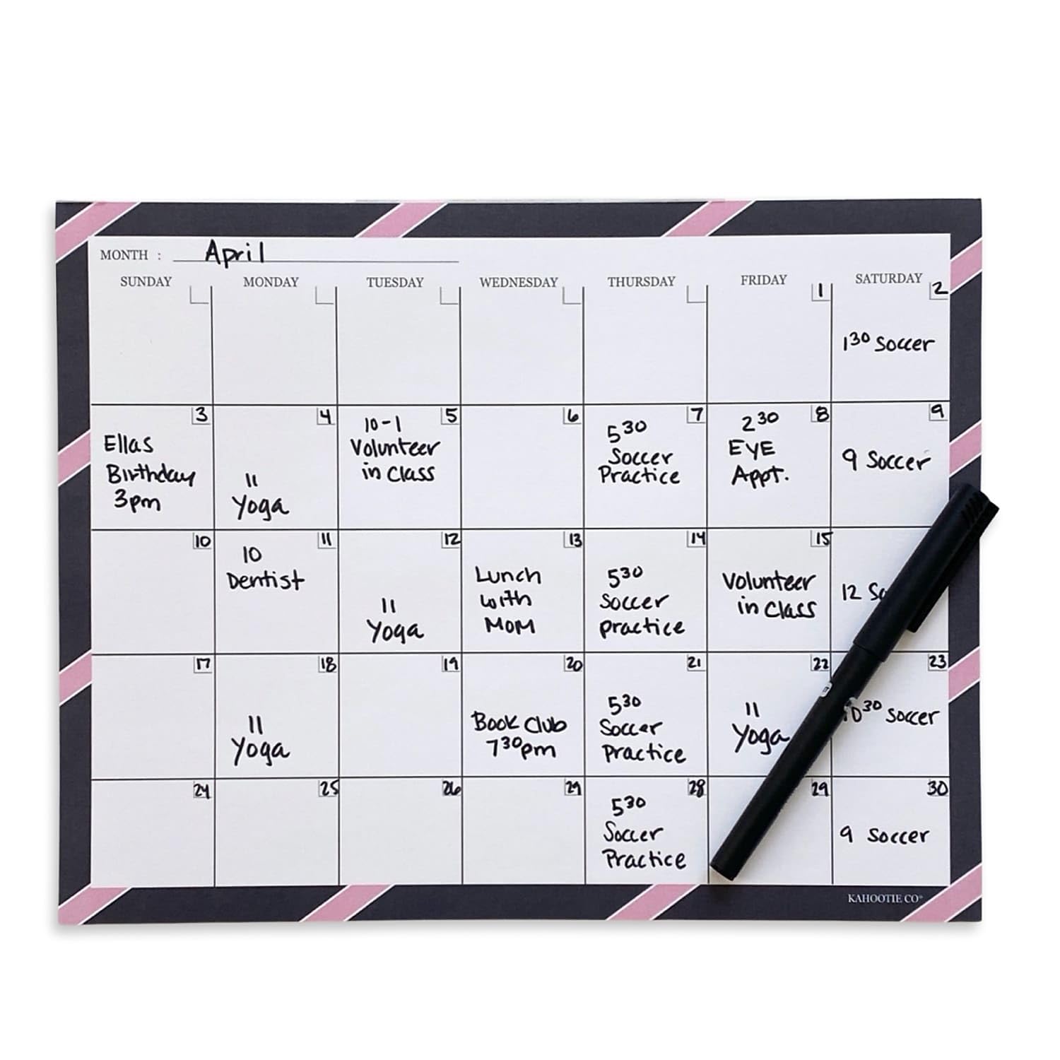 Monthly Calendar Notepad- 50 Undated Calendar Pages Customizable to Fit Your Organizational Needs, Large 8.5"x 11", Navy and Pink Stripe - Image 9