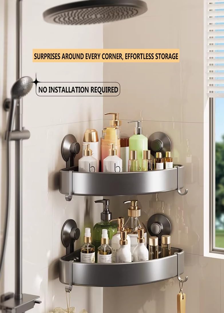 Estante Ducha Esquina Rinconera, Estante ducha sin taladrar, Organizador Baño Acero Inoxidable, para ducha, cocina, baño(28.6 * 4.6)