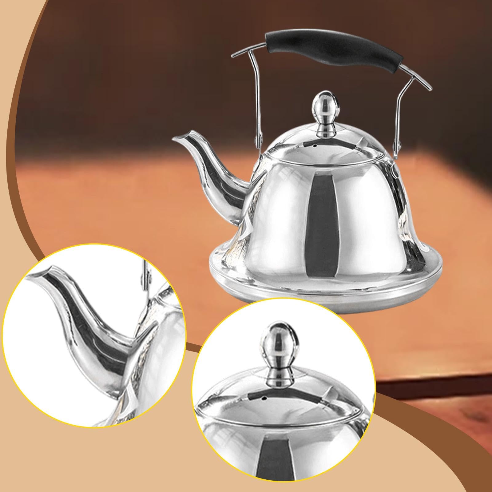 Hervidor de Acero Inoxidable Apto para Uso Alimentario con Asa Plegable, Pequeño Electrodoméstico de Cocina, Tetera de Ebullición Rápida, 2.0l Plata, Individual