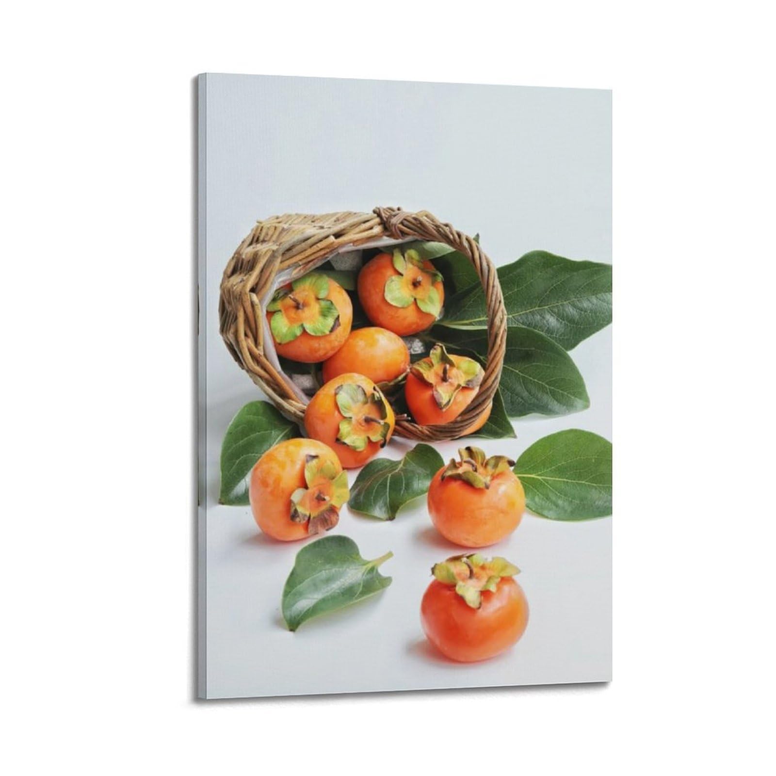 Poster mural artistique kakis panier bambou pour grand mur vide