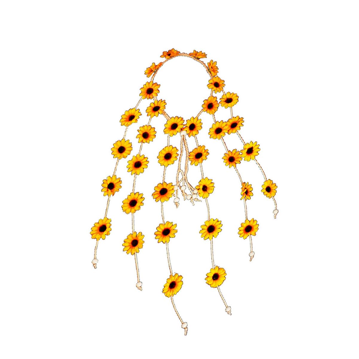 FRCOLOR Diadema De Flores De Novia De Flores Para El Cabello Boda De Flores De Flores Diadema Bohemia Margarita Flor De Primavera Pequeña Flor De Sol Hada Vacaciones