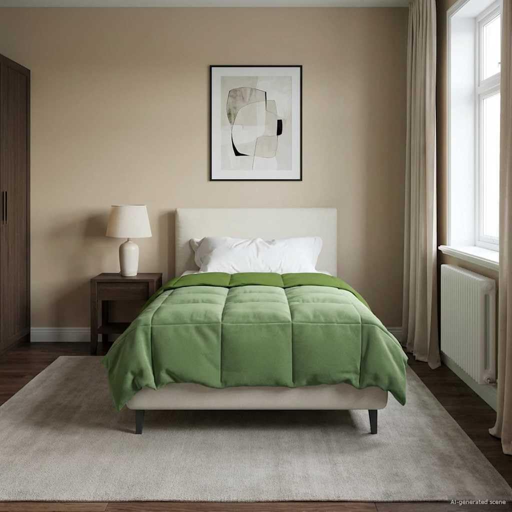 Piumone invernale imbottito, verde, 135 x 200 cm, in microfibra, traspirante, resistente, per camera da letto e camera degli ospiti, lavabile, ipoallergenica, per le fredde notti invernali