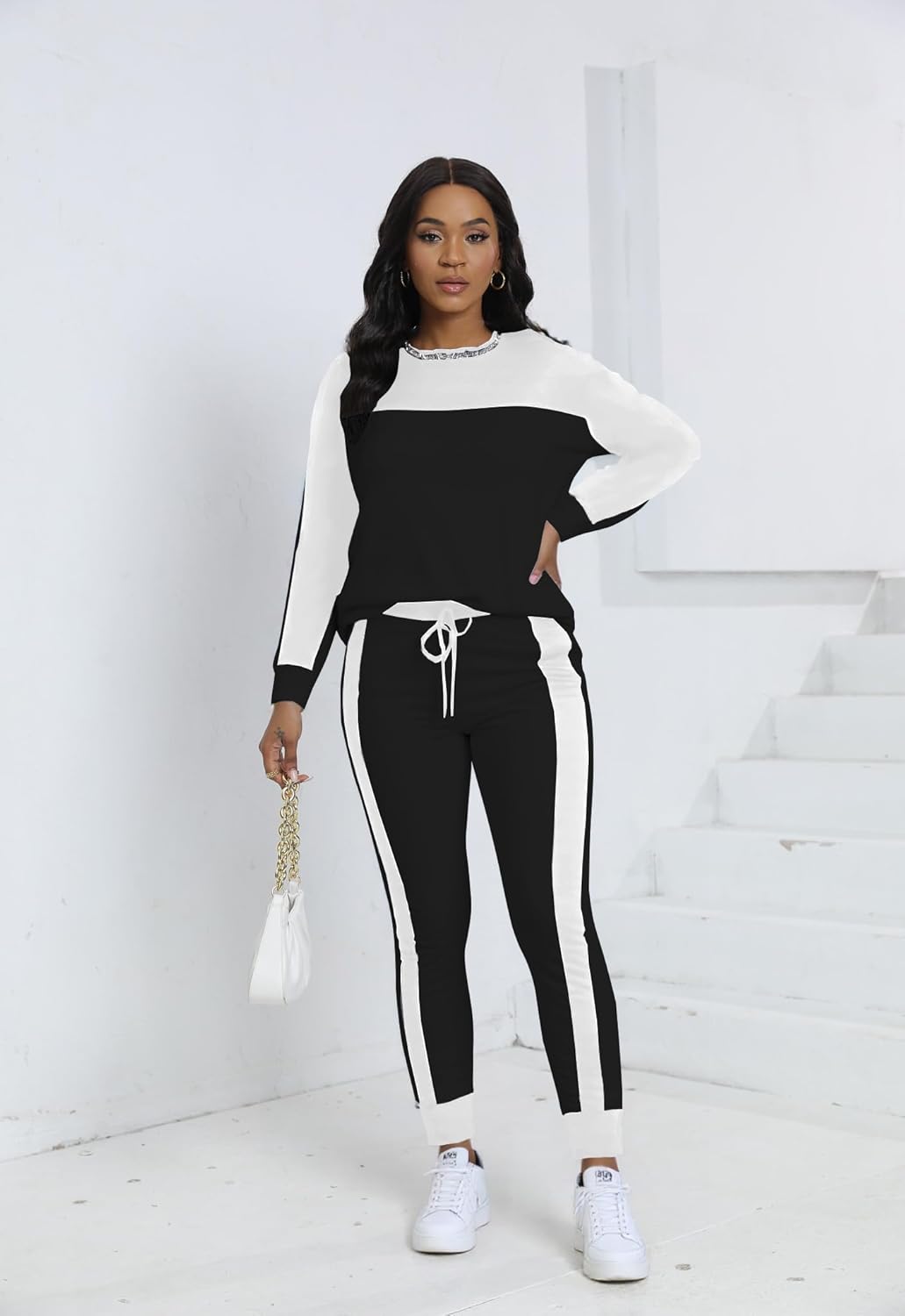 HBQ Women‘s Color Block 2 Piece Outfits Casual Travel Sweatsuits Lounge Sets 2025 Fall Fashion - Image 2