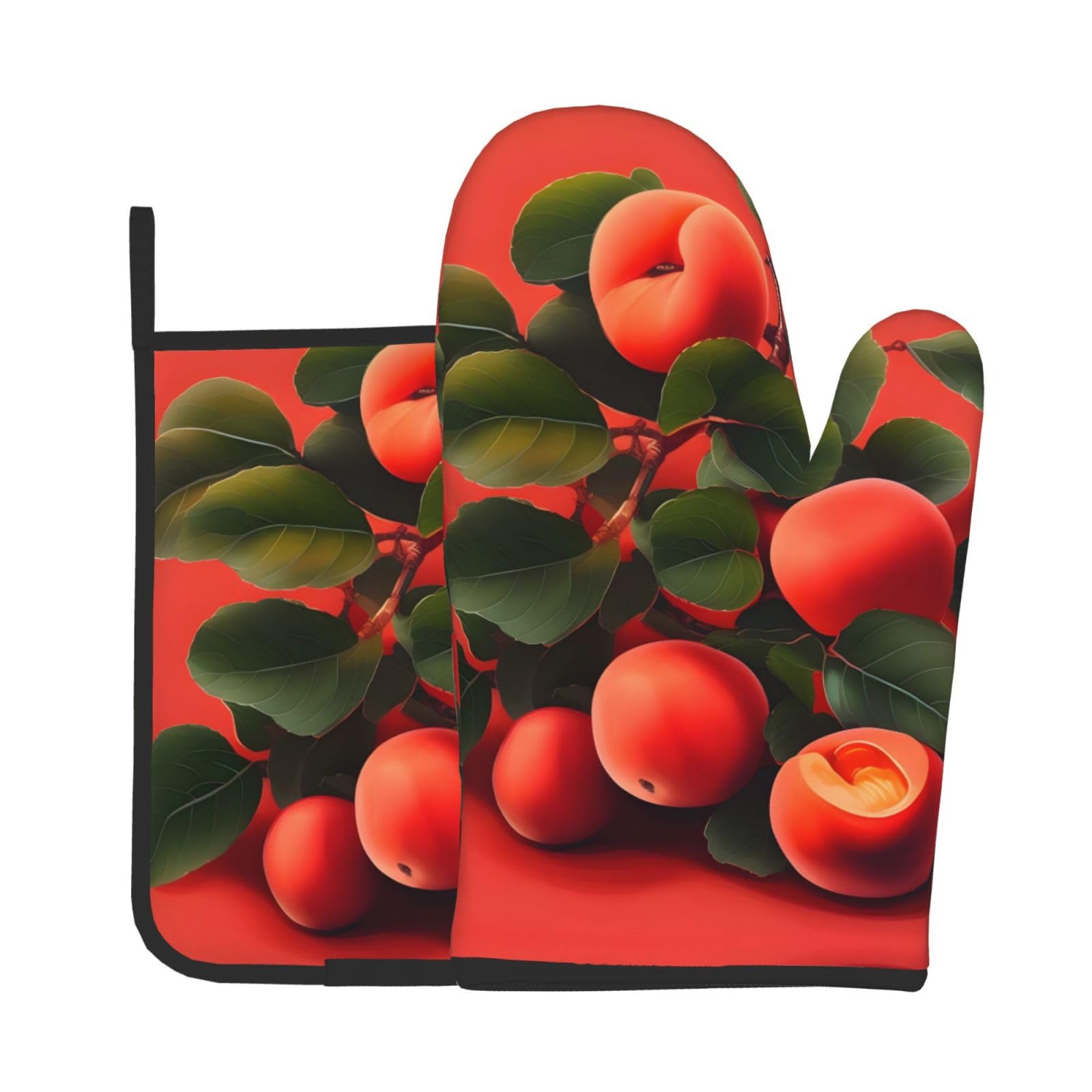 Oven Mitts and Potholders Set of 2 for Kitchen Baking Cooking GrayRed Apricot Thick and Durable