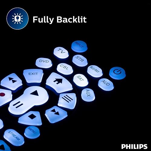 Miniatura 5 de Philips Control remoto universal retroiluminado, funciona para Samsung, Vizio, TCL, HiSense, Sony, RCA, Panasonic, Roku, Apple TV, Smart TV,