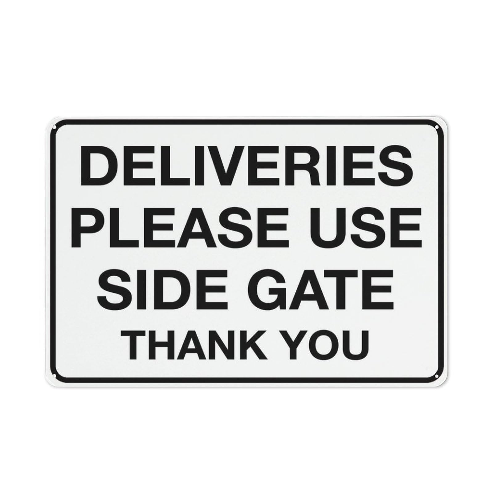 Deliveries Please Use Side Gate Thank You Sign 8X12 Inch Rust Free Aluminum Easy To Read & Sturdy Keep Out Outdoor Metal Signs For Home Farm Yard