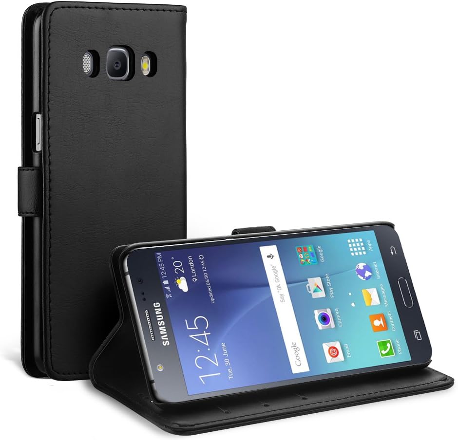 Case Compatible with Samsung Galaxy J5 2016, Leather Flip Wallet Case Cover Replacement for Samsung Galaxy J5 2016, [Card Slots][Stand Feature][Magnetic Closure Snap], Black
