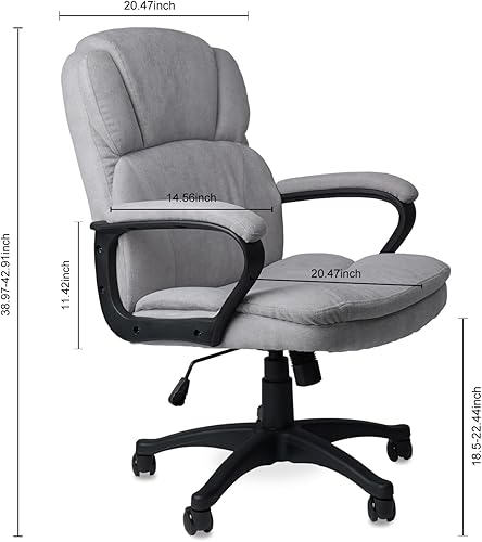 Miniatura 3 de CLATINA Silla de oficina ejecutiva ergonómica con tapizado giratorio de altura ajustable, acolchado grueso para reposacabezas y reposabrazos para