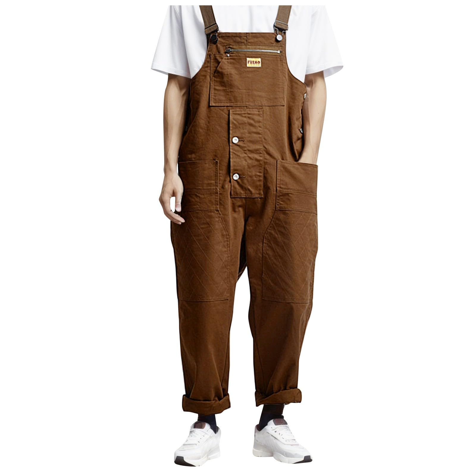 Bib and Brace Workwear Men's Dungarees Mens Denim Dungarees Casual Lightweight Loose Bib Overall Cowboy Rompers Loose Fit Hip Hop Fancy Vintage Cargo Trousers Suspender Jeans