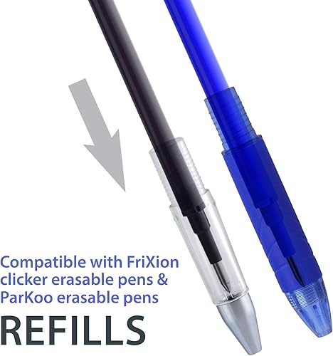 Miniatura 5 de ParKoo Recambios de tinta de gel compatibles con bolígrafos de gel borrables FriXion y Friction, punta extrafina de 0.020 in, tinta negra y azul,