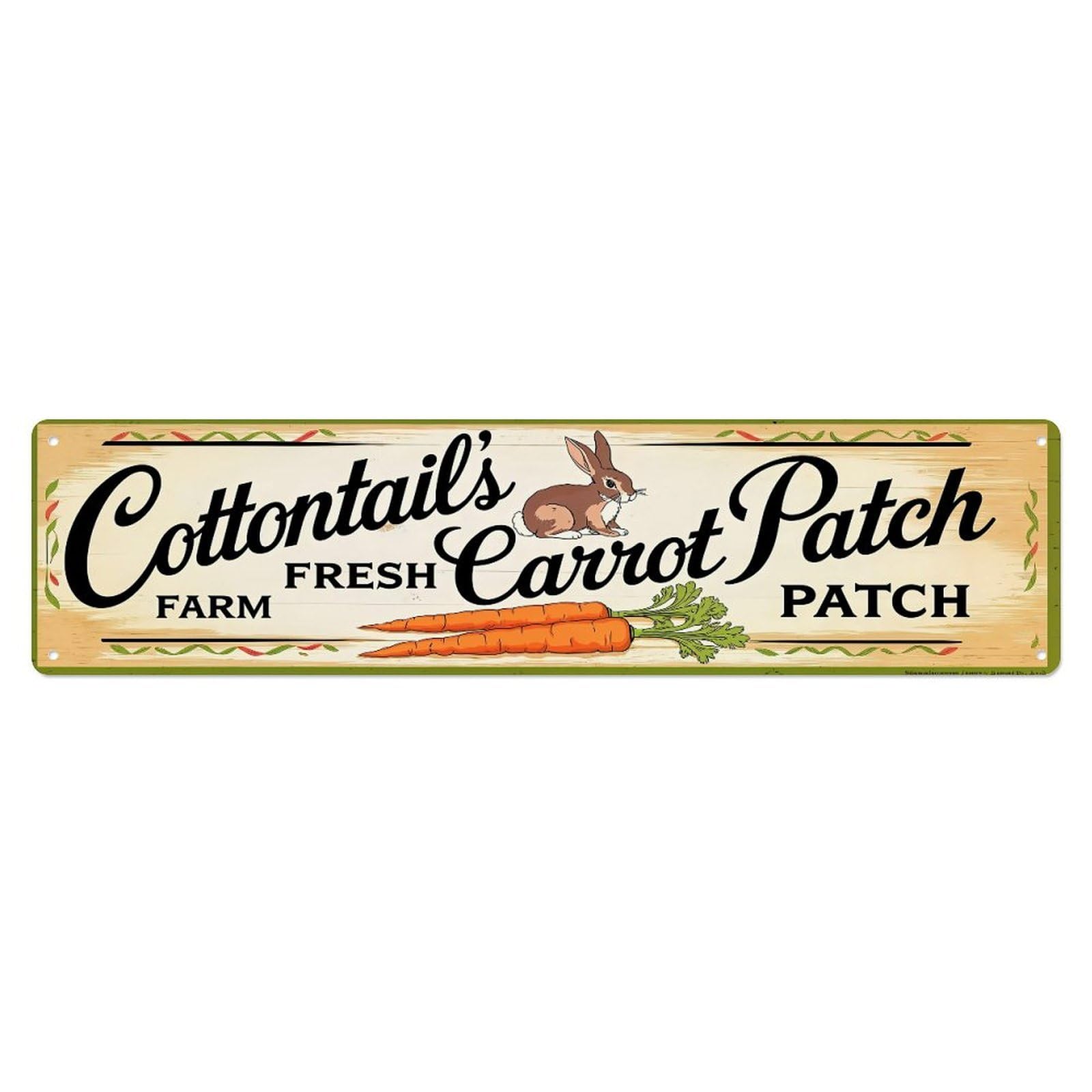 Cottontails Fresh Carrot Patch Farm Metal Tin Sign Plaque
