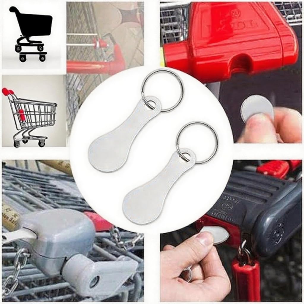 Bwnbvios Set of 2 Metal Shopping Trolley Releasers, Removable Shopping Chips for Key Chain - Image 3