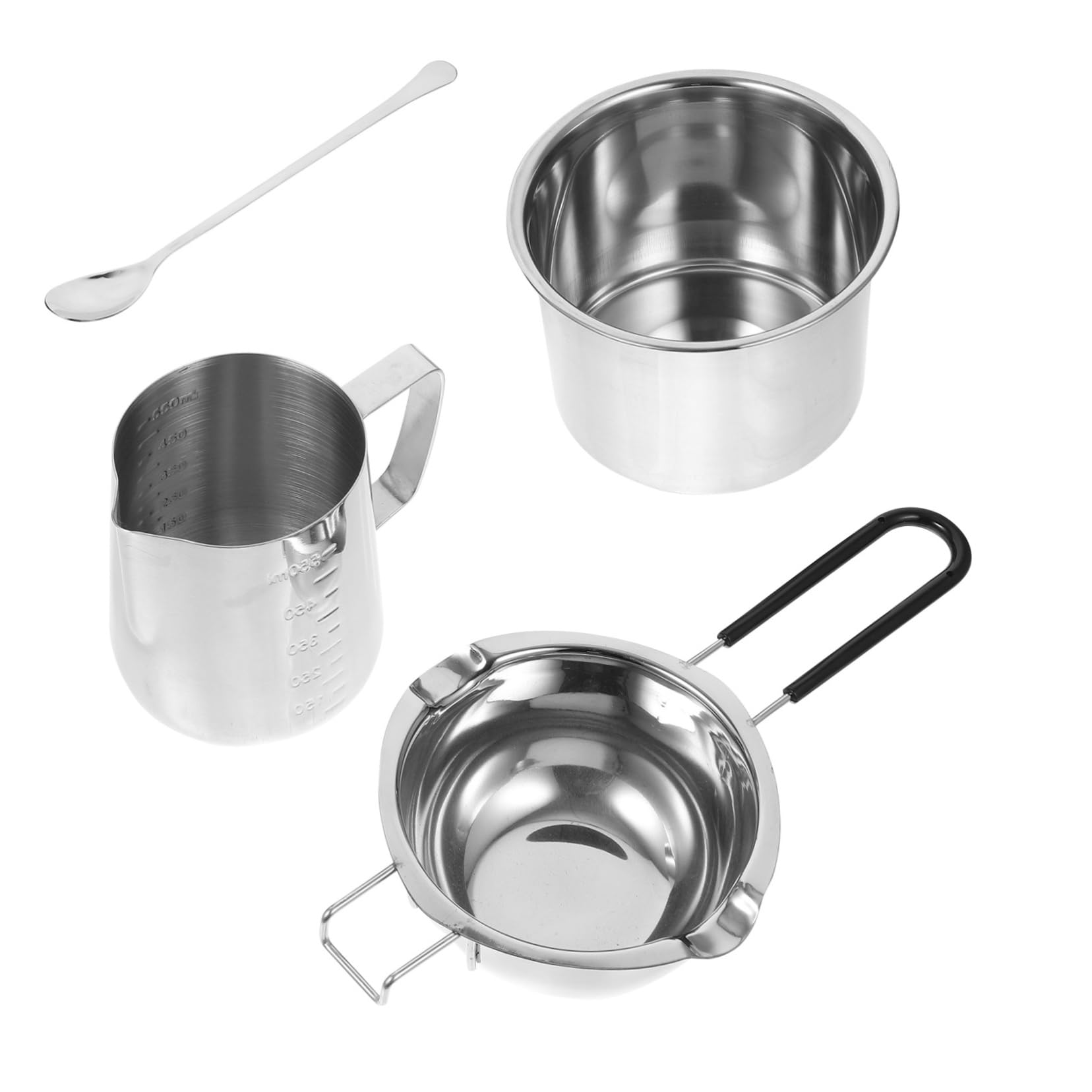 KOCKSHION Melting Pot Candle Making Kit Small Double Boiler for Cheese Butter 14cm Stainless Steel Pot 550ml Measuring Cup for Home Kitchen Hotels Shops Restaurants