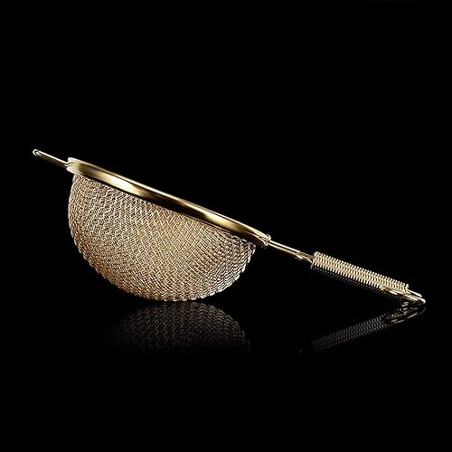 Miniatura 6 de UPTALY 2 coladores de té de malla fina (dorado), tamiz de café de acero inoxidable 1810, infusor de té pequeño, difusor de té reutilizable, mini