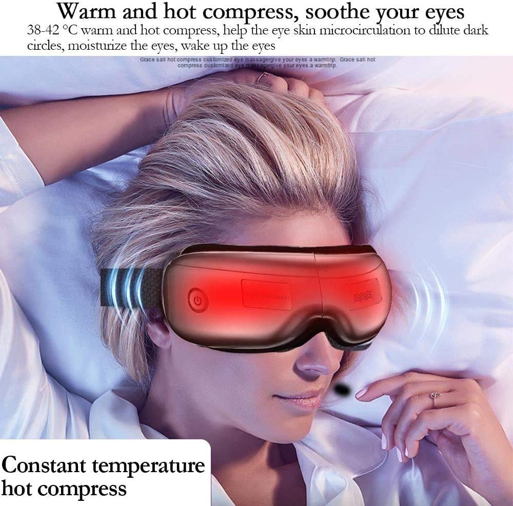 Massager de Ojos con presión de Aire de Calor, masajeador de shiatsu eléctrico para Ojo seco, cepa de Ojos, Alivio de la Fatiga Ocular y Mejor sueño Ocular magnético Far-infrarrojo Cuidado