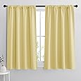 RYB HOME Living Room Curtains Blackout - Light Block Energy Efficiency Small Window Treatment Drapes for Kitchen Dining Baby Nursery Farmhouse Decor, W 42 x L 72 inch, Light Yellow, 2 Panels