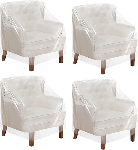 Tudomro 4 Pcs Outdoor Plastic Chair Cover Waterproof Armchair Clear
