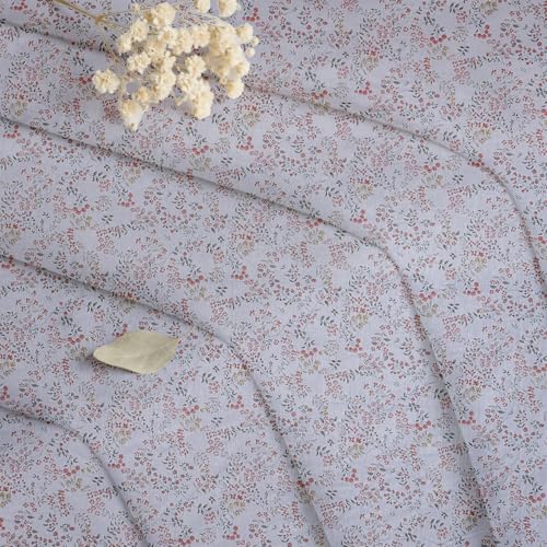 Image of LINENWALAS Cotton Sheer Curtains for Door - Light Filtering 7 Feet Set of 2, Aesthetic Cafe Curtain Floral Printed Drapes with Grommet Hanging - (L 7FT x W 4.5FT, Blush Meadow)