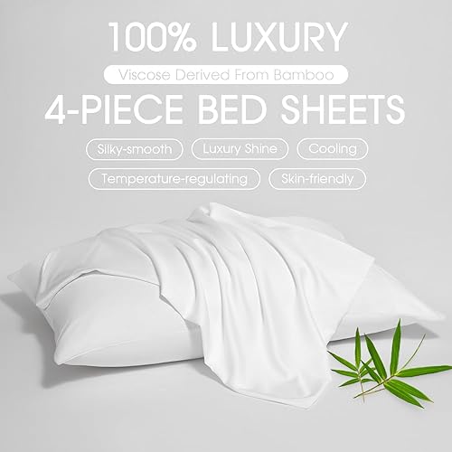 Miniatura 3 de HYPREST Juego de sábanas tamaño California King, rayón derivado de bambú, bolsillo extra profundo para colchón de 18 a 24 pulgadas de grosor,