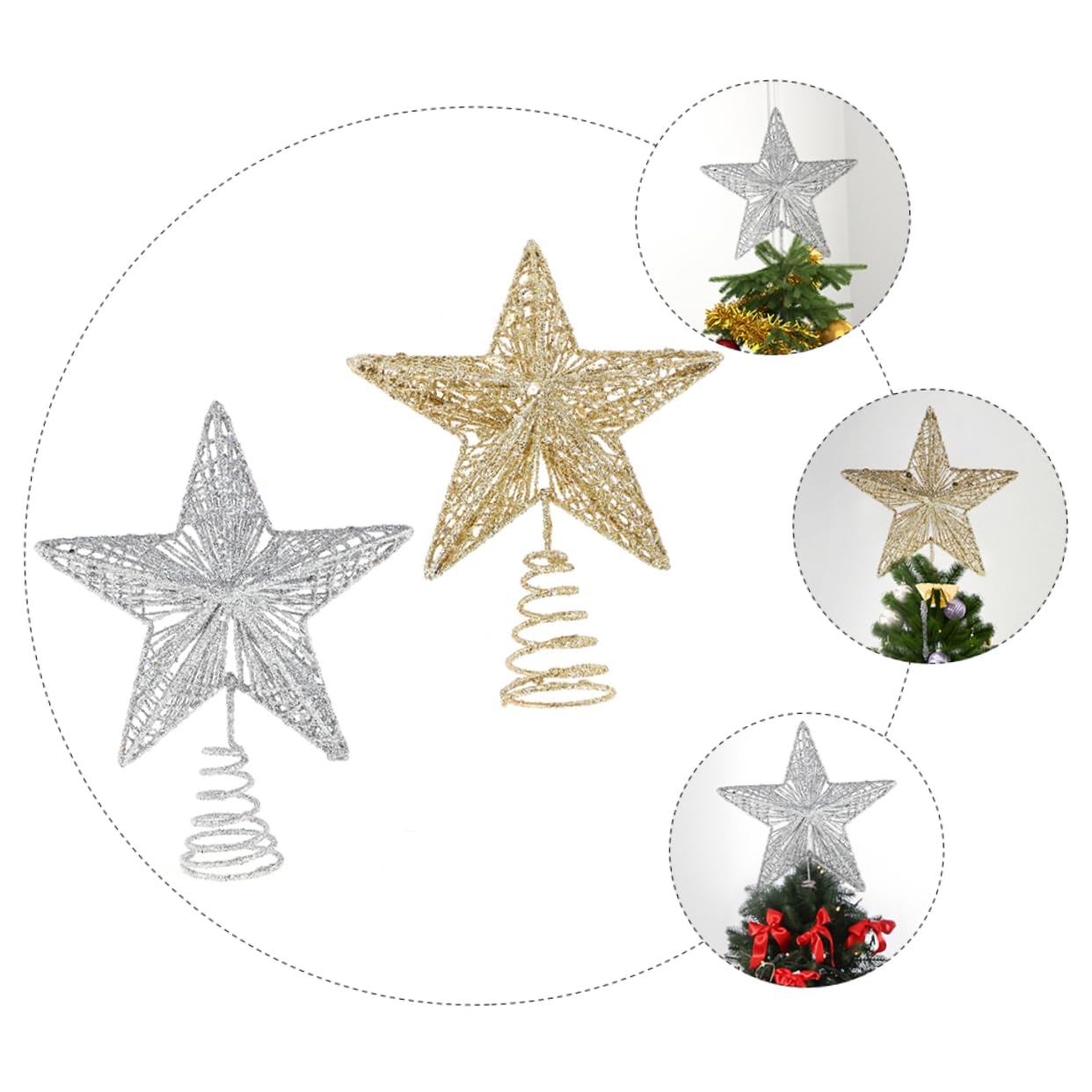 ABOOFAN 4pièces Treetop Star Fer pour Sapin De Noël Et Décoration Élégante pour Fêtes Et Ambiance Festive