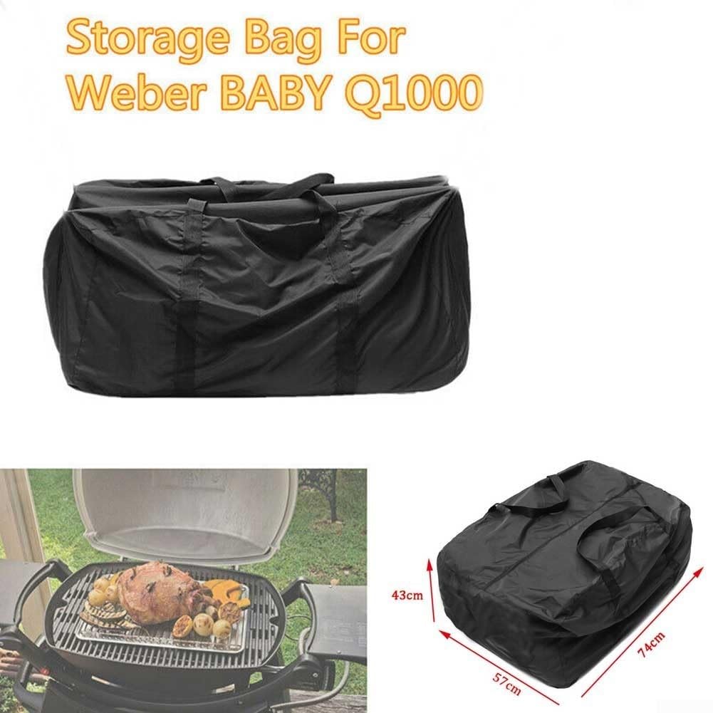 Tragbare Grillabdeckung, Grill-Aufbewahrung, wasserdichte Tasche, kompatibel mit Q&Q1000-Serie, Outdoor-Grillabdeckung für Strand, Picknick, Camping, tragbarer Holzkohlegrill, 74 x 57 x 43 cm