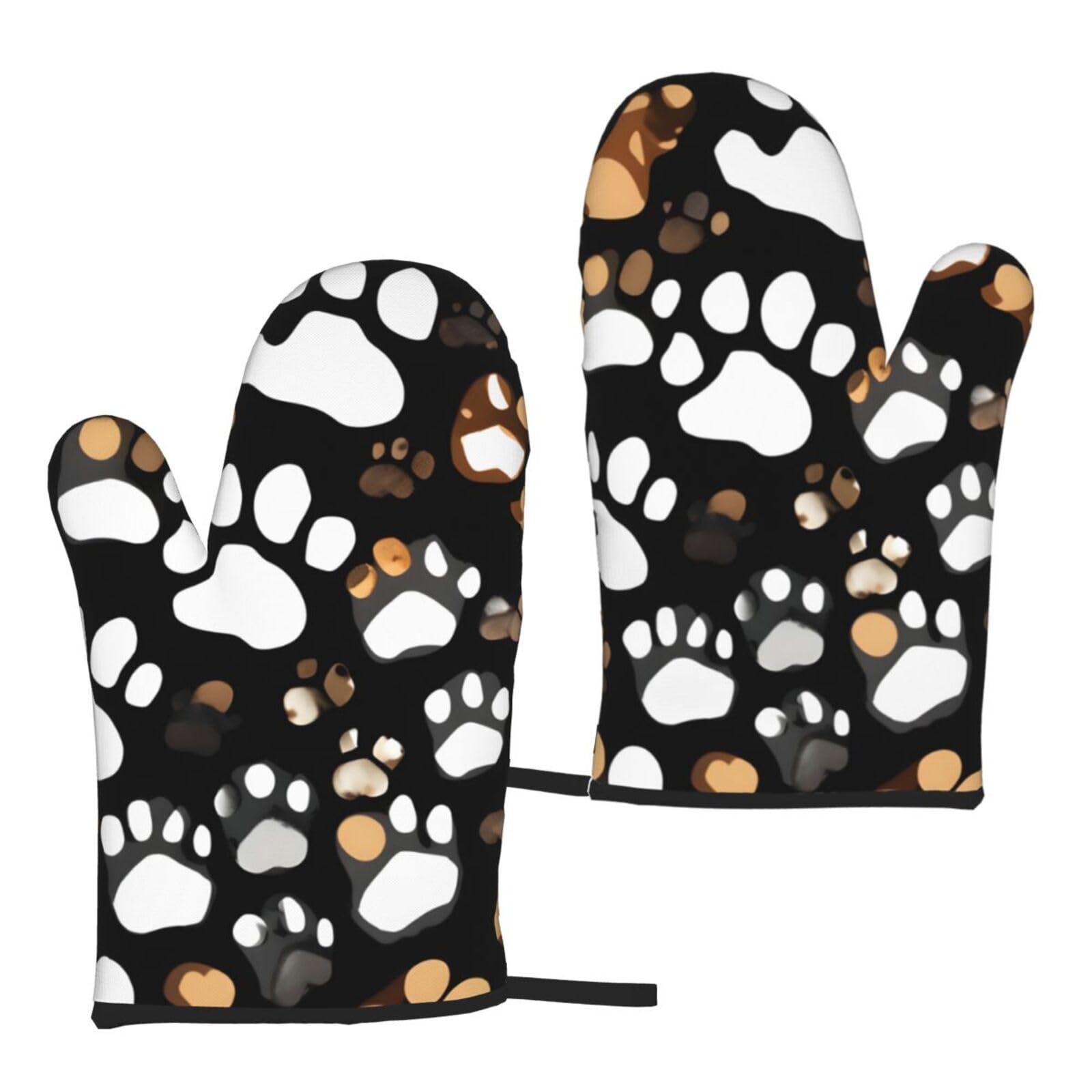Dog Paw Print Print Heat Resistant Universal Fit Oven Microwave Gloves Home Cooking Baking Grilling