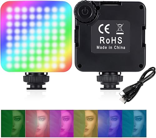 UBeesize Luz de video LED RGB para cámara, luz de cámara LED RGB 72 360 a todo color portátil Vlog Foto Iluminación, 2500-9000K, CRI 95+,2000mAh