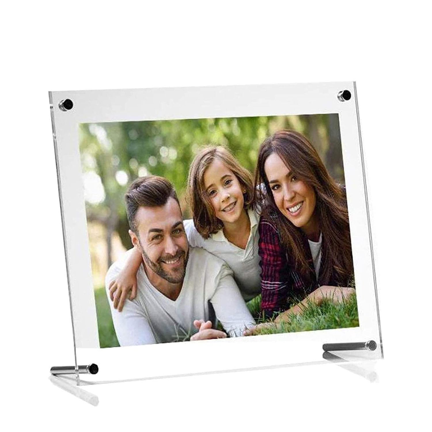 Joyzzz Clear Acrylic Photo Frame, 28x33cm Elegant Acrylic Picture Frames with Stand, High Clarity Photo Frame A4 Letter Size, Double Sided Tabletop Frame for Home Living Office Room