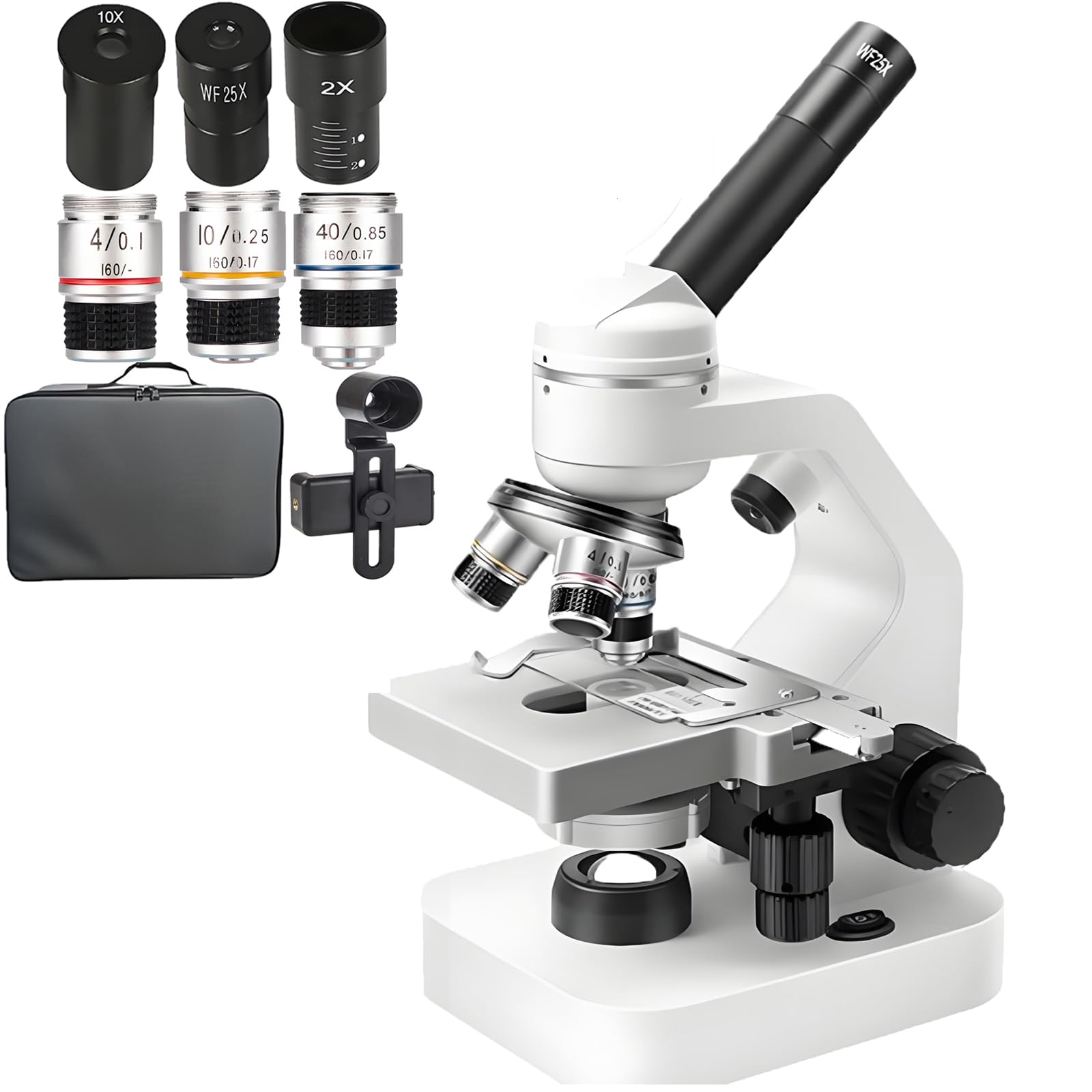 Microscopio ElectróNico HD,Kit De Microscopio con Paquete De Regalo CientíFico,Equipado con Luces Led Dobles Superior E Inferior,Compatible con ProyeccióN De Pantalla
