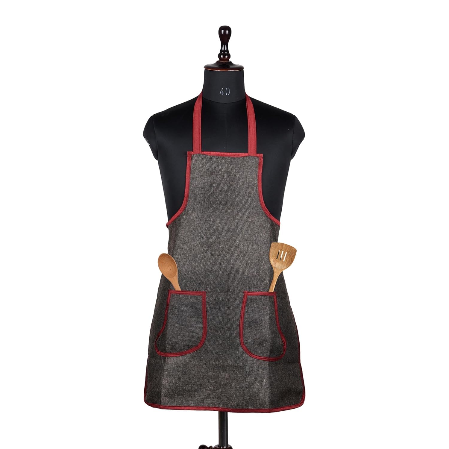 Amazon Brand - Solimo Jute Apron with 2 Front Pockets | Apron for Chef/Housewife | Water Resistant (Dark Brown) (B0D1VGQ8FX) Amazon Price History, Amazon Price Tracker