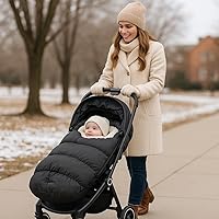 Vista 4 de Waterproof &Thicken Universal Stroller Cover Winter,Stroller Footmuff Bunting Bag for Warm Strollers Muff,Stroller Accessories for Baby Sleeping Bag