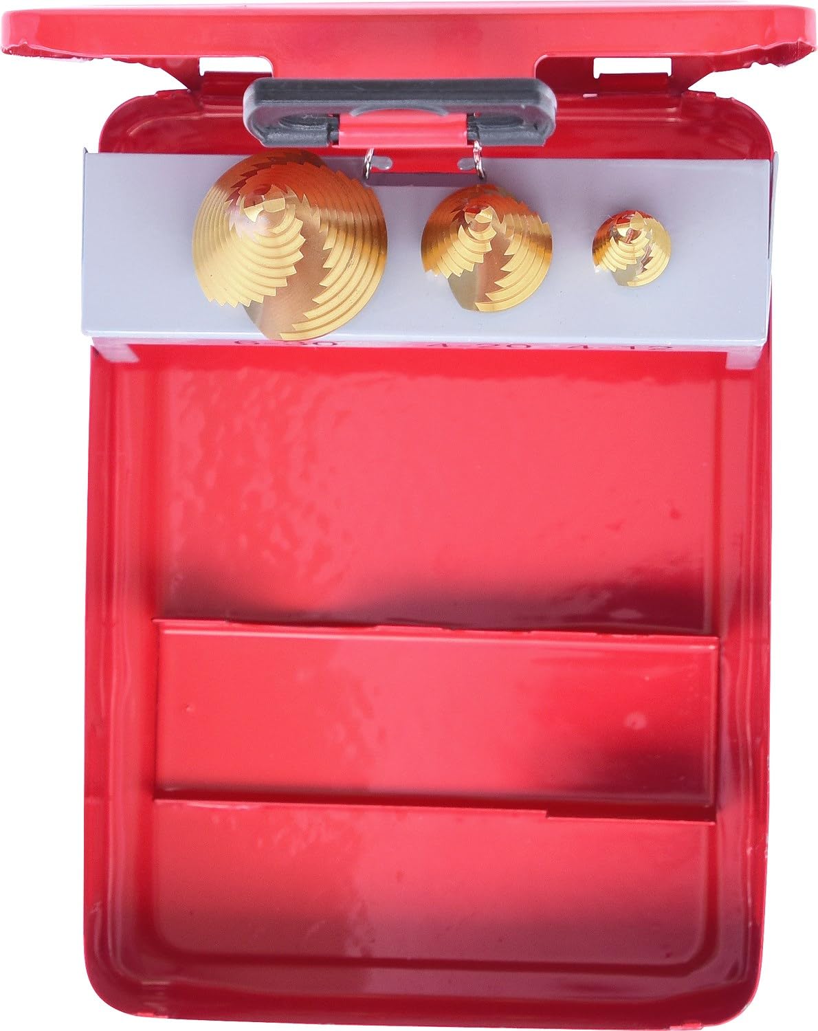 KS Tools 330.2423 Juego de brocas escalonadas HSS TiN en casete de chapa de acero 3 pzs