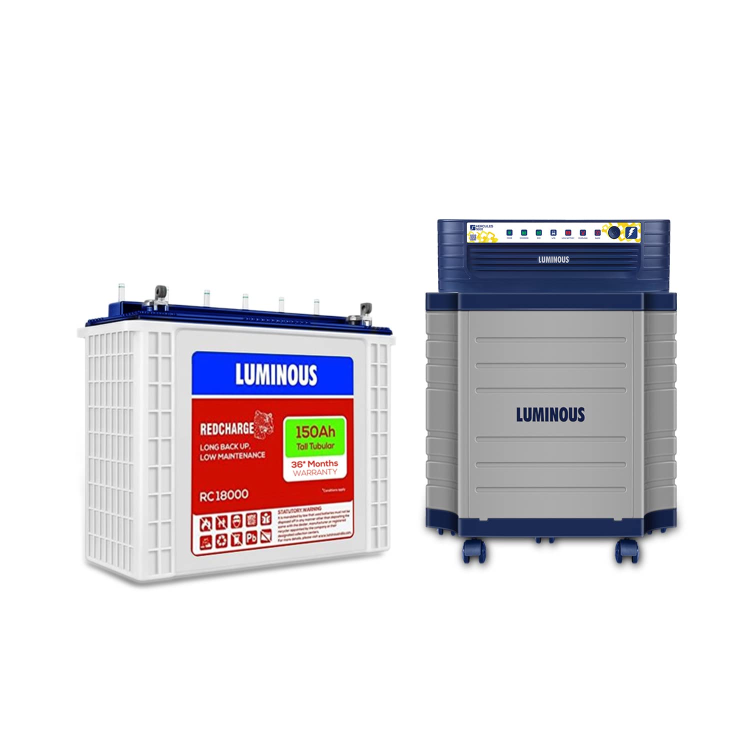 Luminous Inverter for Home, Office & Shop with Luminous Battery, Hercules 1600 Square Wave 1500VA 12 Volt Inverter with Red Charge RC 18000 Tall Tubular 150 Ah Battery & Trolley Combo,-image-20