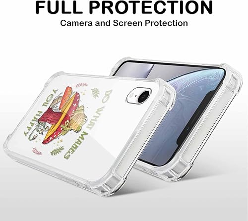 Miniatura 4 de Paquete de 2 fundas transparentes con diseño floral para iPhone XR de 6.1 pulgadas, diseño de hongos y mariposa, rana, funda protectora suave,