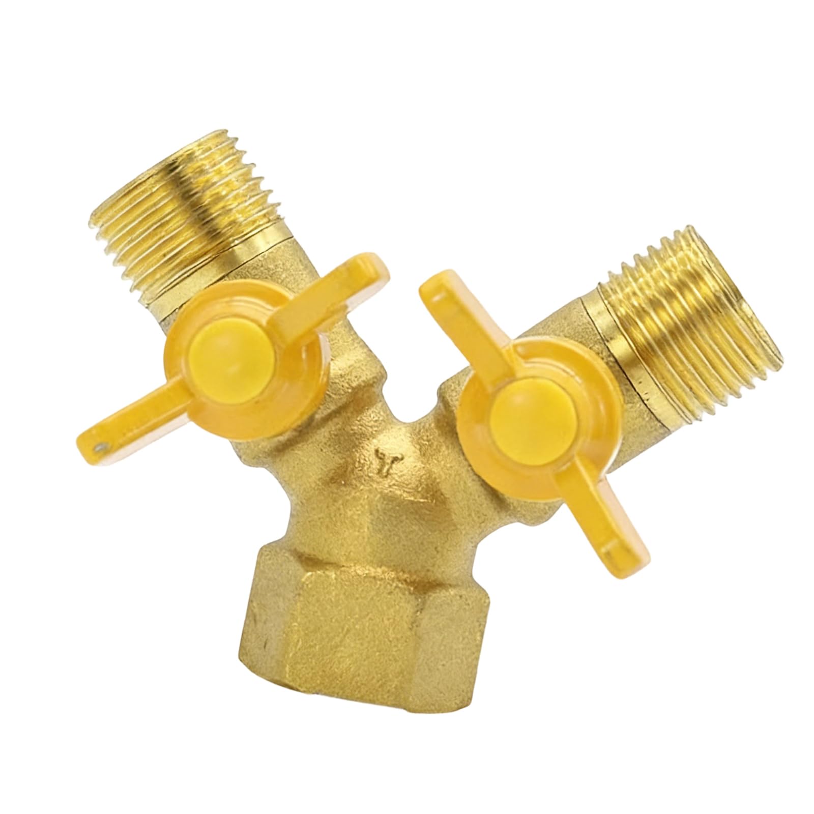 alloneslife Brass 2 Way Tap Adapter Garden Irrigation 2 Way Double Hose Adjustable Control Faucet Connector
