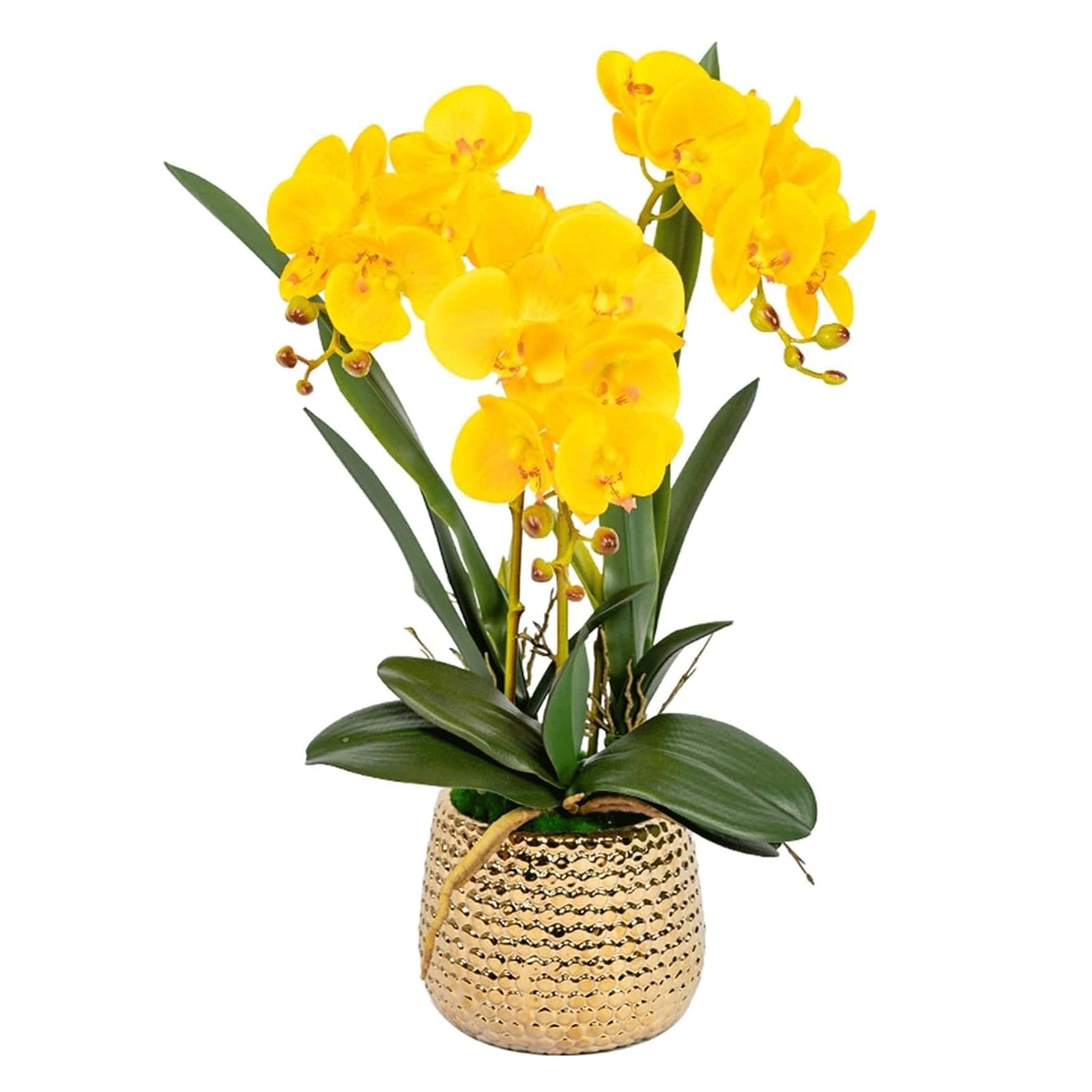 MYUYEE Artificial Flower With Ceramics Vase Faux Orchids 54Cm Artificial Phalaenopsis Flowers Pu Fake Floral Home Artificial Orchid